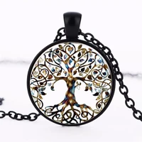 caxybb tree of life pendant tree art necklace vintage bronze cabochon glass necklace choker statement necklace women