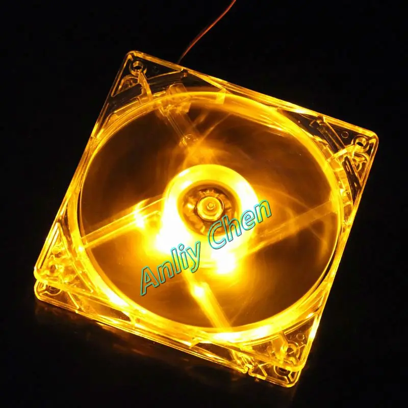 500 штук в партии 120 мм 25 12 см PC чехол для компьютера DC 12V желтый LED 4Pin Вентилятор
