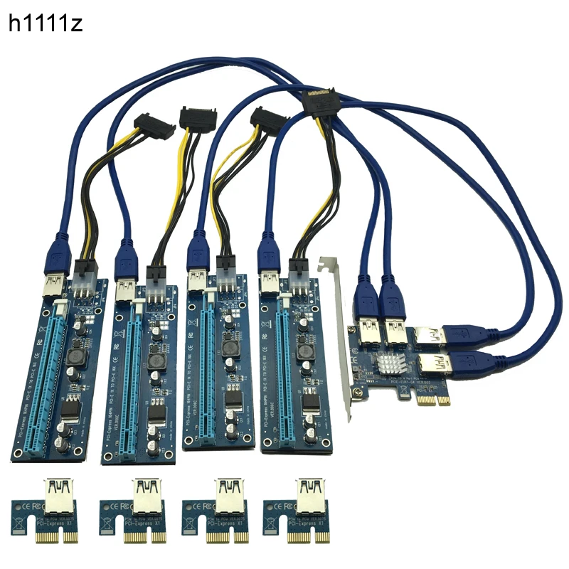 Горячая Распродажа переходная карта PCIE PCI E Express 1X к 16X адаптер от 1 до 4 USB 3 0