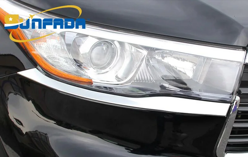 SUNFADA ABS Chrome Front&ampRear Headlights Decoration Eyelid/Eyebrow Trim Car-covers For TOYOTA HIGHLANDER 2015 2016 2017 | Автомобили и
