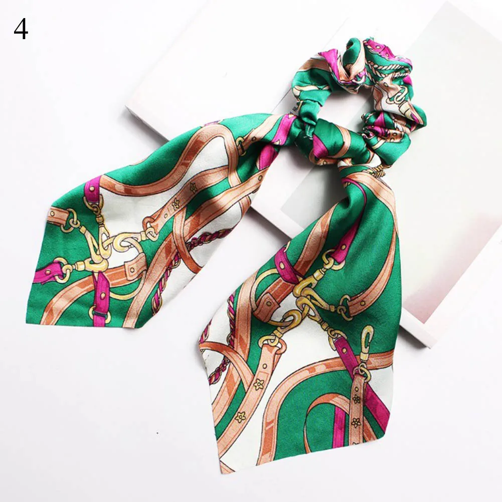 Модный цветочный принт резинки для волос шарф женщин богемные эластичные ленты с