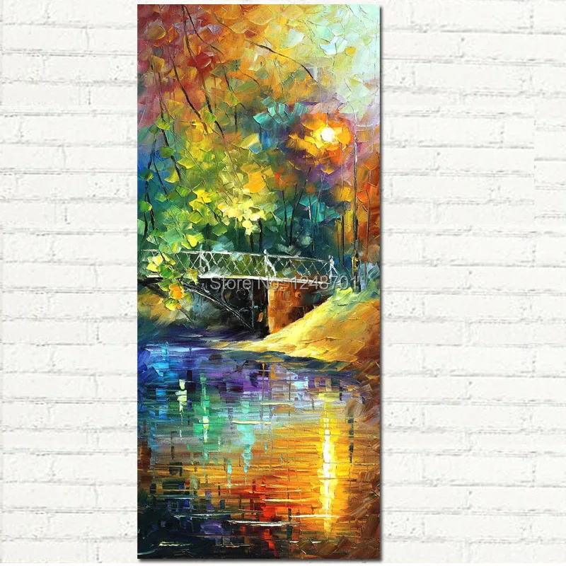 

Large Size Oil Painting 3 Panels Landscape Walking In The Rainy Night On Canvas Wall Art Pictures For Home Wall Decor Pictures