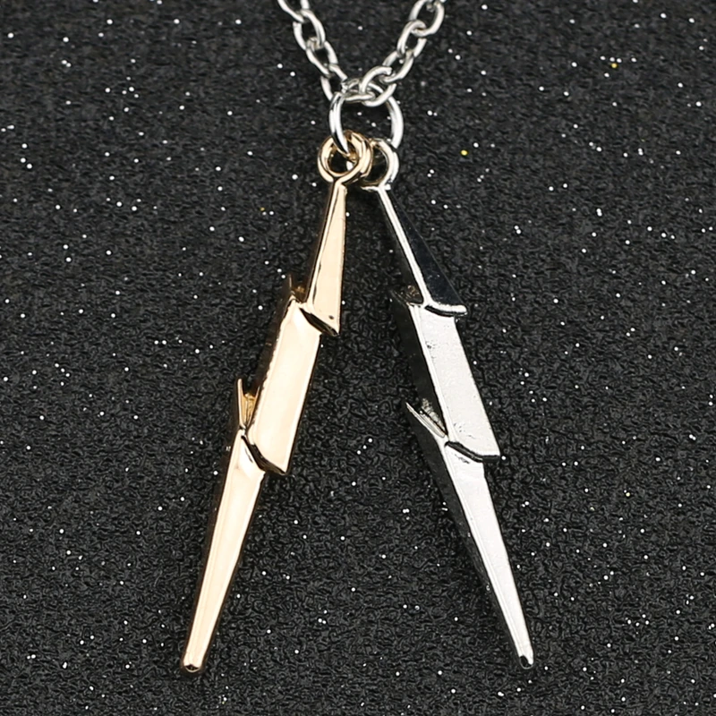 Флеш колье с логотипом Lightning Bolt Scar серебристая подвеска золотого цвета модные