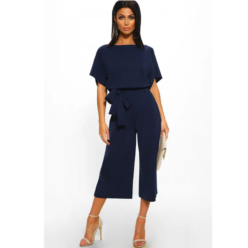 Летний женский черный комбинезон на шнуровке рабочий повседневный элегантный с