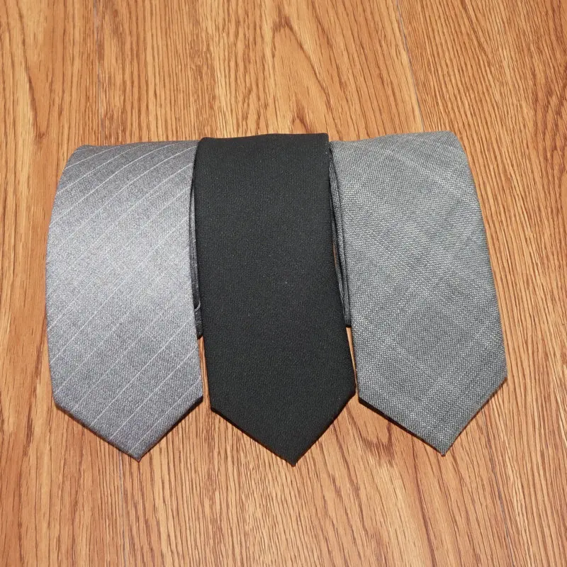 Мужской галстук из 100% шерсти черный серый синий деловой маленький с подарочной