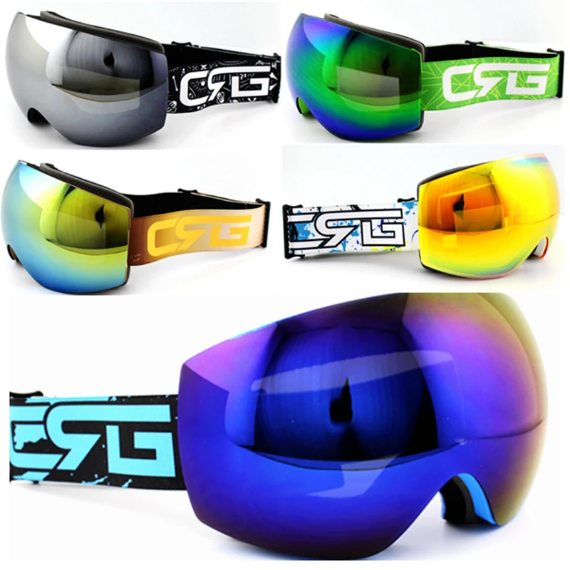 Брендовые лыжные очки 6 цветов двухслойная противотуманная большая Лыжная маска