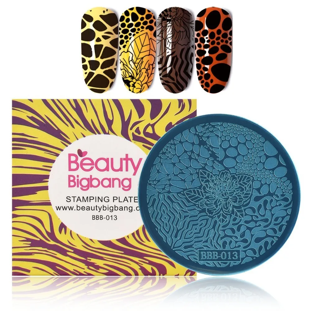 1 шт. Круглая Пластина для ногтей BeautyBigBang леопардовая пластина штамповки цветов