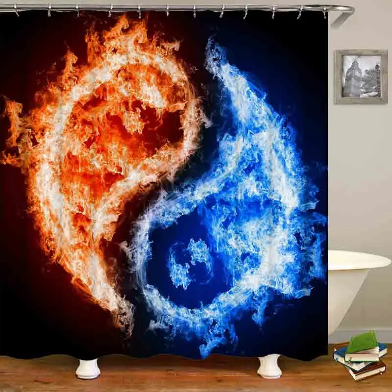 Занавески для душа с изображением огненного Будды водонепроницаемые занавески