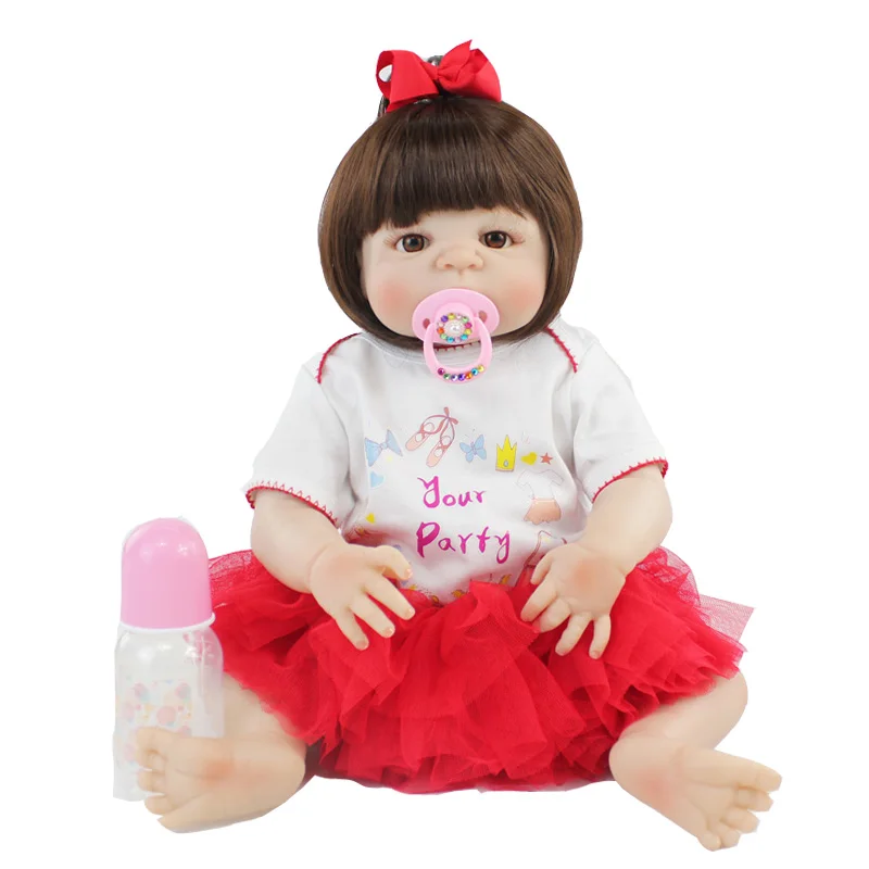 

55cm Full Silicone Reborn Baby Doll Toy 22" Vinyl Newborn Princess Toddler Babies Girl Boneca Alive Bebe Bathe Toy Birthday Gift