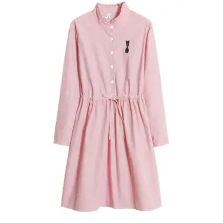 Женское платье средней длины облегающее ТРАПЕЦИЕВИДНОЕ ПЛАТЬЕ С Вышивкой кошки