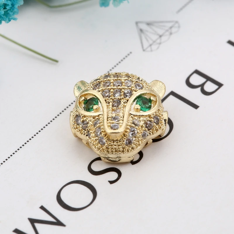 Micro Pave CZ горный хрусталь черный леопард бисер талисман животных для DIY бисера