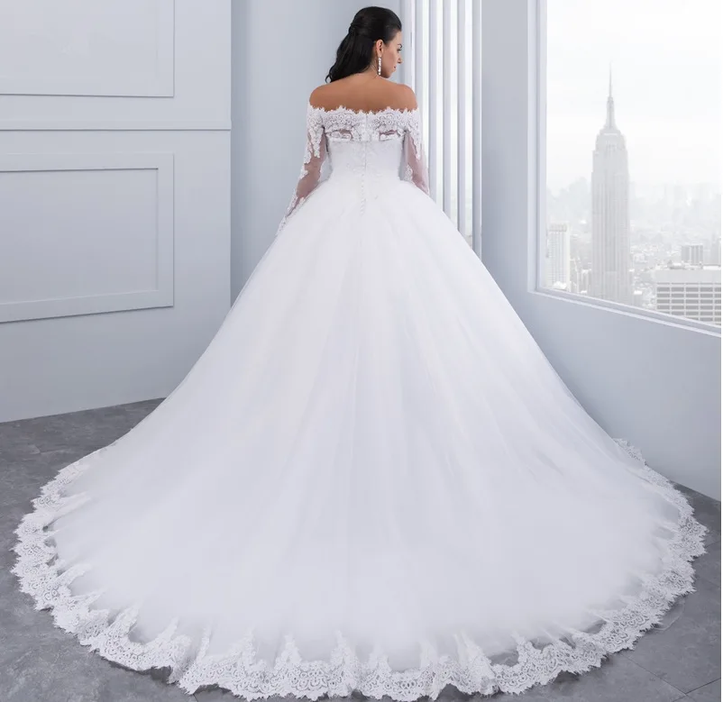 Vestidos de novia 2020 элегантные кружевные Длинные платья для свадьбы с открытыми плечами