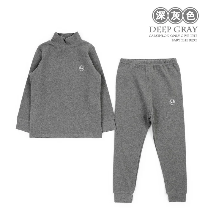Deep Gray Г. Зимнее детское термобелье плотный теплый хлопковый Детский костюм с высоким воротником, одежда подштанники для маленьких мальчиков и девочек, пижамы - Цвет: Deep Gray