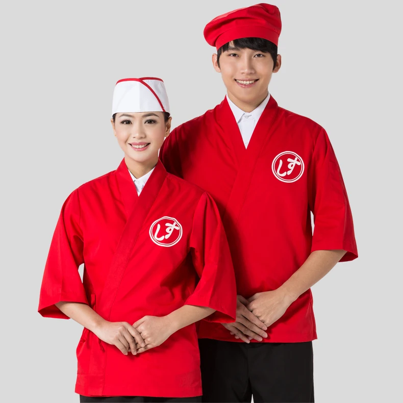 

Hot Unisex Japanese Korea style medium sleeve chef cook uniform chef waiter work wear waitress shirt restaurant cook suit