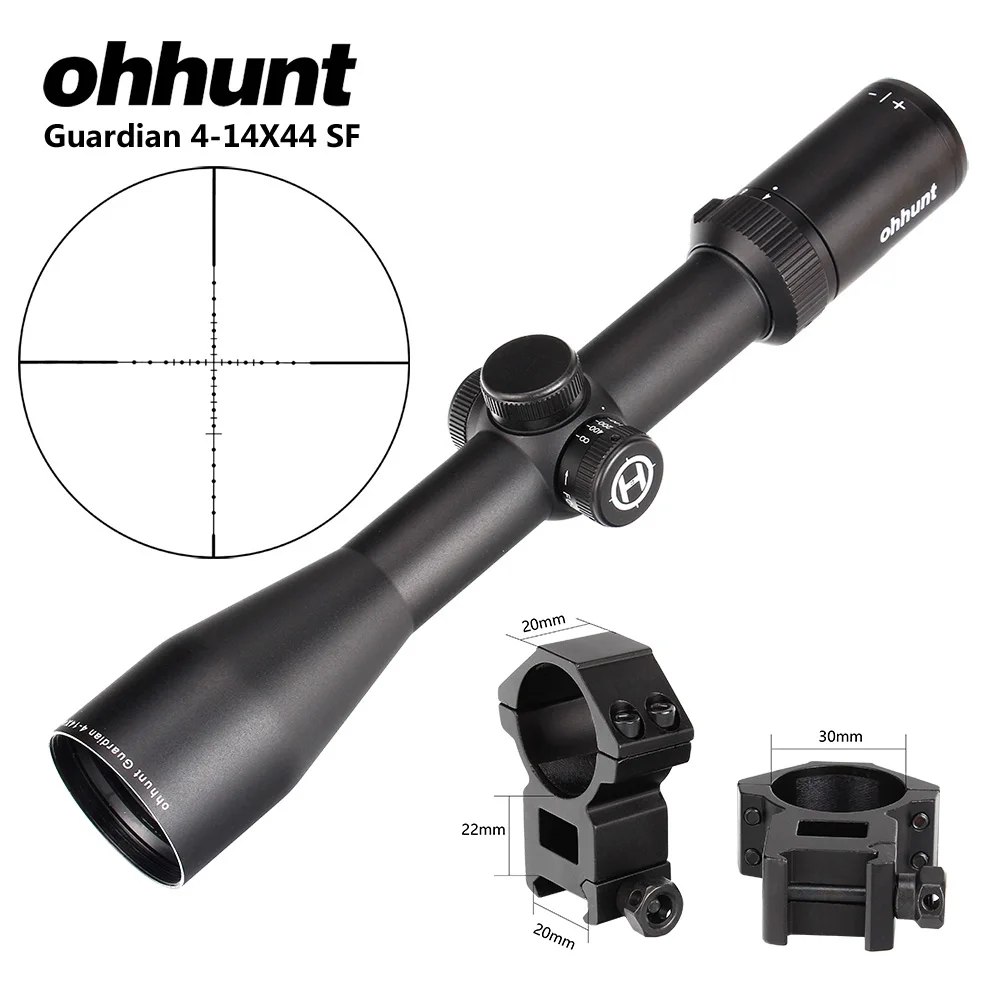 Ohhunt Guardian 4-14X44 SF Охотничья винтовка 30 мм Труба боковая Parallax тактические оптические прицелы с крышкой KillFlash и кольцами для крепления - Цвет: High Picatinny Rings