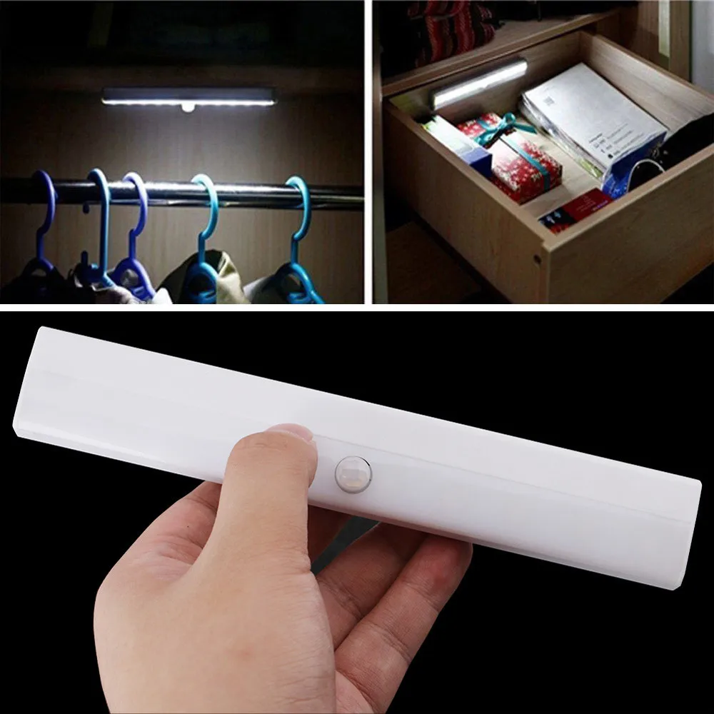 

High Bright 10 LED IR Infrared Motion Detector Wireless Sensor Lighting Closet Night Lamp Cabinet Wardrobe Night Light#20