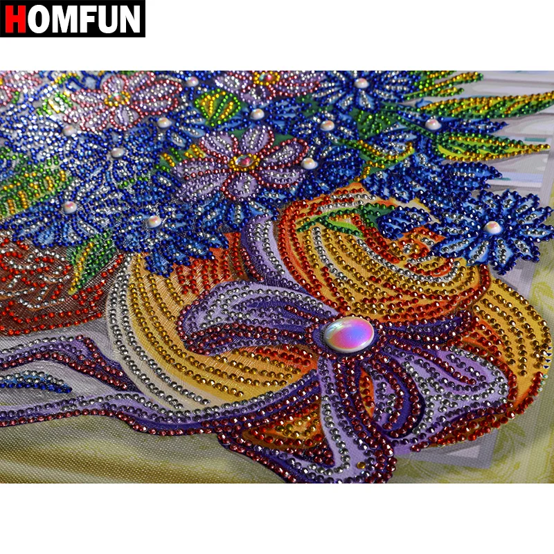 

HOMFUN 5D DIY Special Shaped Diamond Painting Flower hat Picture Rhinestones Diamond Embroider gift Home Decor Gift 40x50cm