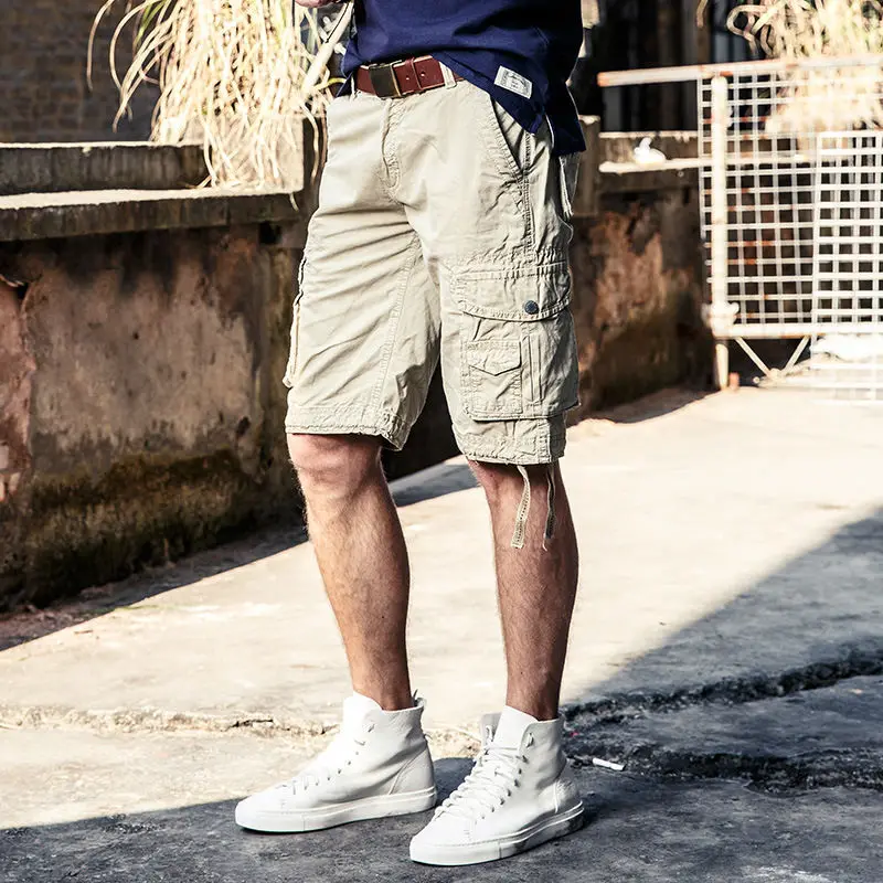 Высокое качество мужские карго капри шорты брендовые летние мешковатые