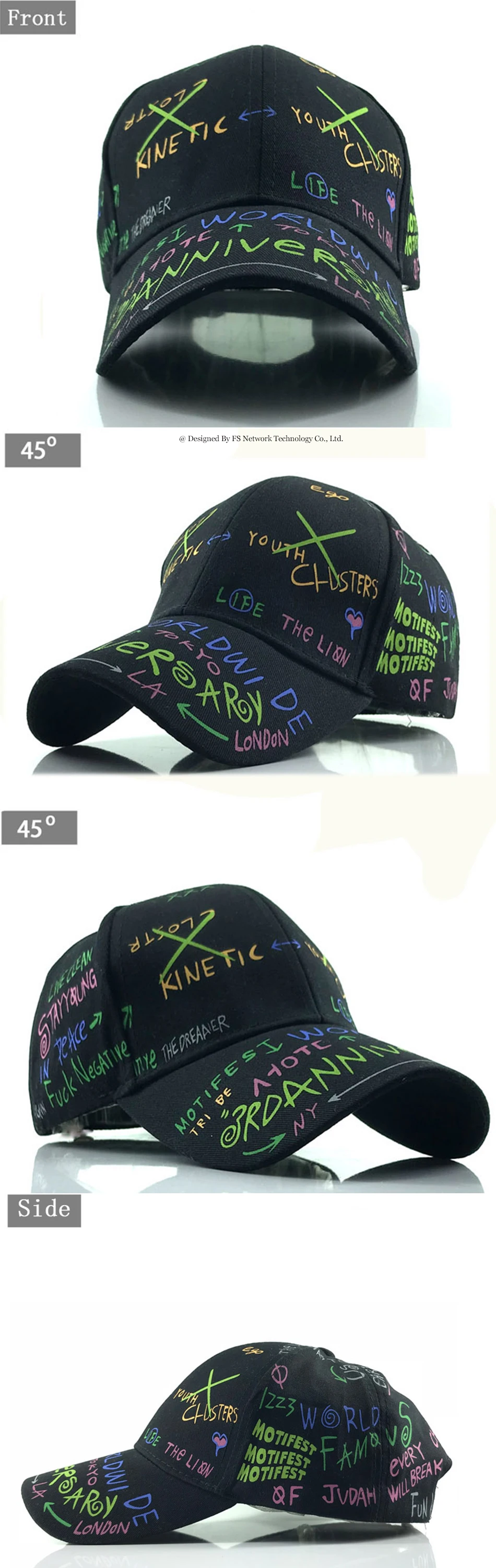 FS корейский стиль Snapback спортивная хип-хоп кепка с буквенным принтом белая модная уличная Кепка для мужчин и женщин бейсбольная кепка s