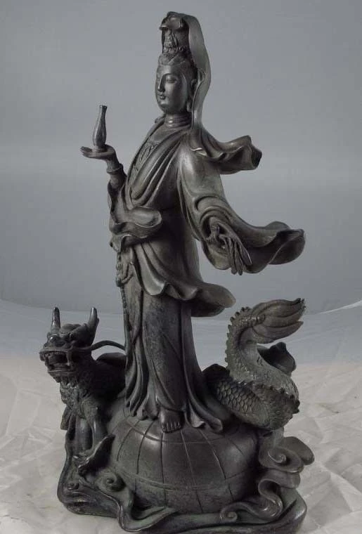 Бесплатная доставка старая медная бронза Kwan-Yin Гуаньинь богисаттва богиня стенд