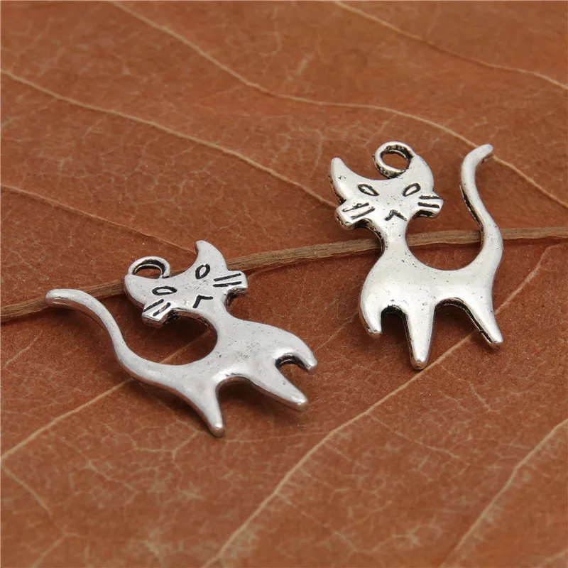 25PCS Tibetan Silver Color Cat Charms Pendants For Jewelry Making Bracelet Craft Diy Handmade A2944 | Украшения и аксессуары