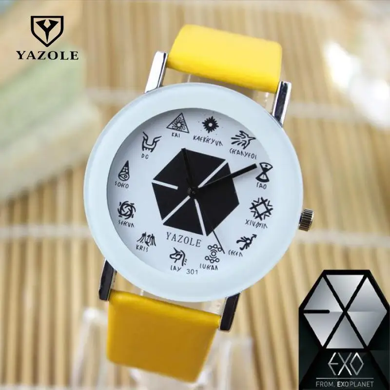 Часы EXO мужские и женские повседневные кожаные кварцевые черные белые|couple