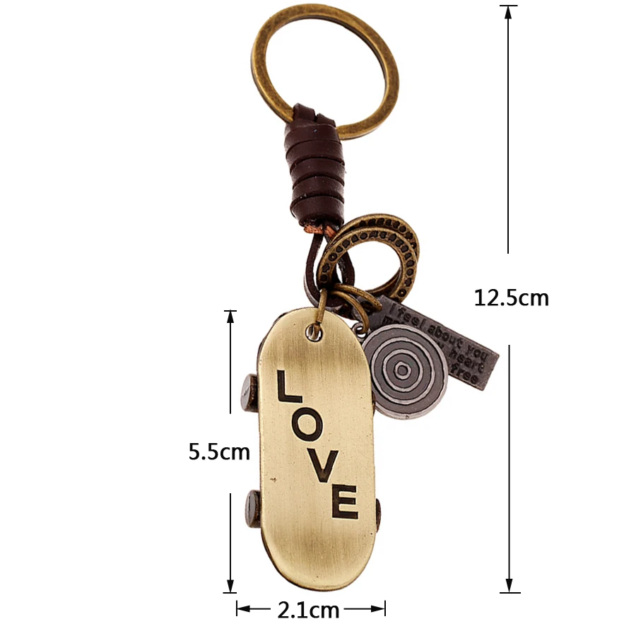 Винтажный Брелок Love для скутера брелок из сплава и натуральной кожи автомобиля
