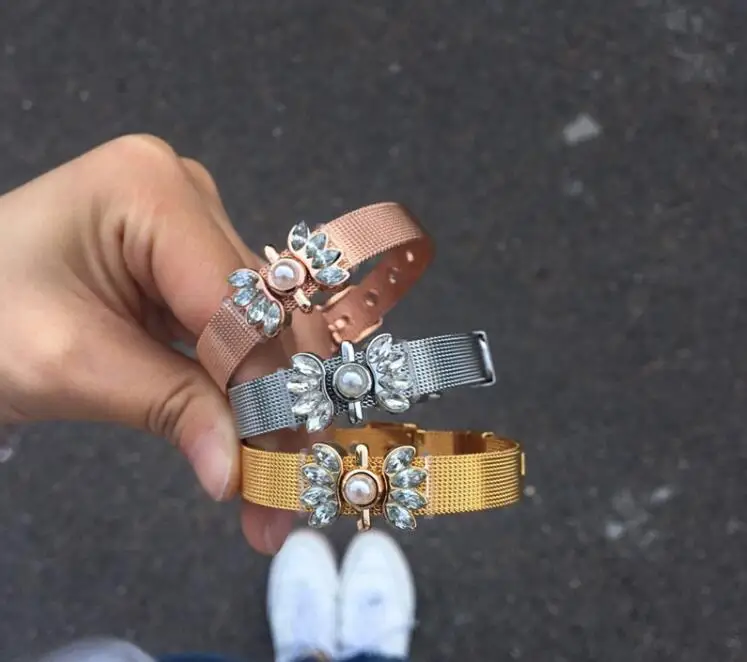 ARMNVNV 2018 Family KEEPERS Collection Stainless Steel Mesh Bracelet with Flower MOM Pearl Keeper Charms as a Gift for 1Set | Украшения и