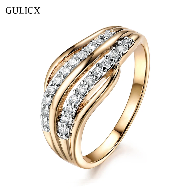 Женское кольцо для свадьбы GULICX Золотое с фианитом|engagement rings for women|engagement ringfashion