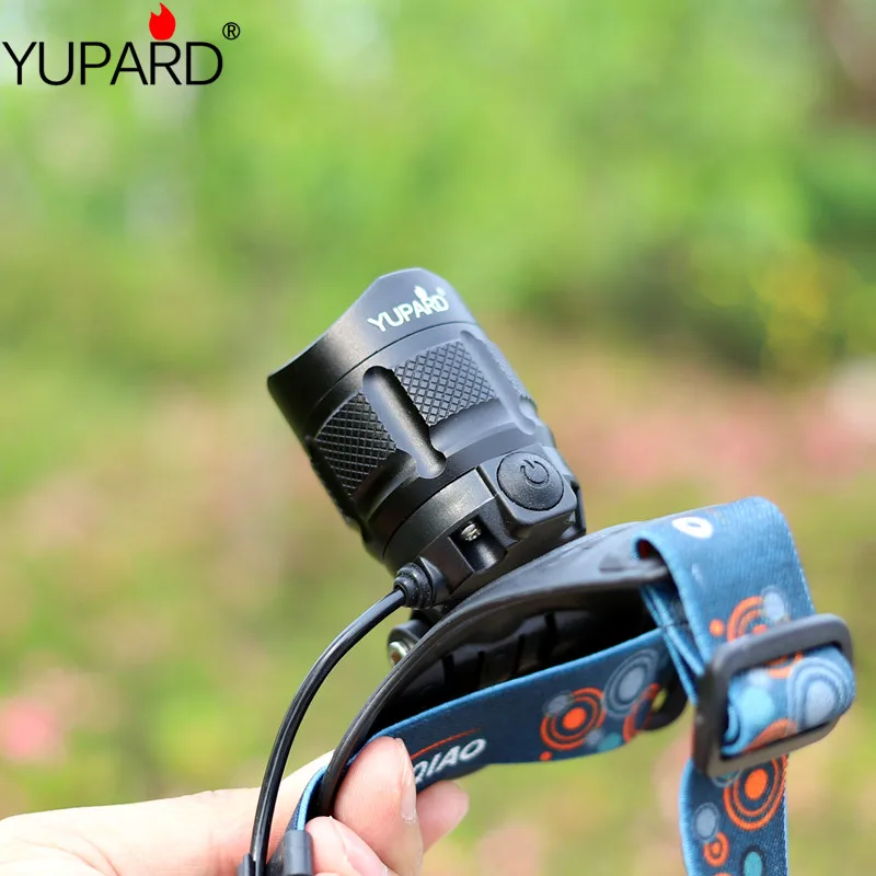 Налобный фонарь yupard перезаряжаемый с зарядкой от USB светодиодный яркий T6|zoomable