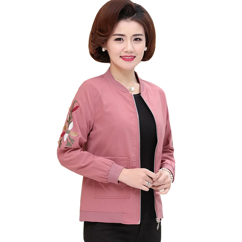 

Women's coat 2019 spring autumn short jacket solid color female middle-aged temperament casual jacket middle-aged fashion Q45