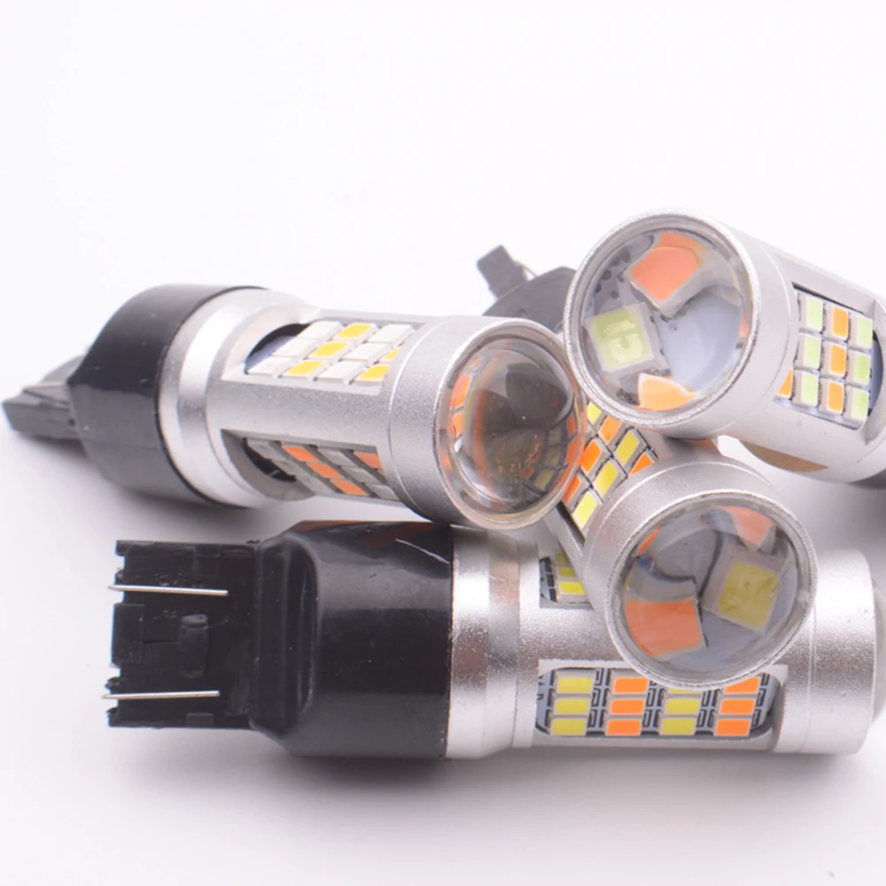 YSY 1 шт. Ксеноновые белые/Янтарные гипер вспышки 7443 3157 2835 Чип 42SMD Switchback