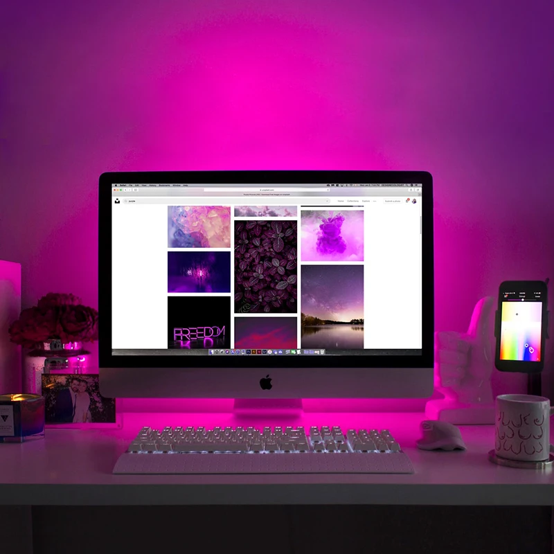 HKZZI USB Светодиодная лента DC5V 5050 RGB красочный 30 60 120 180 светодиодный S настольная