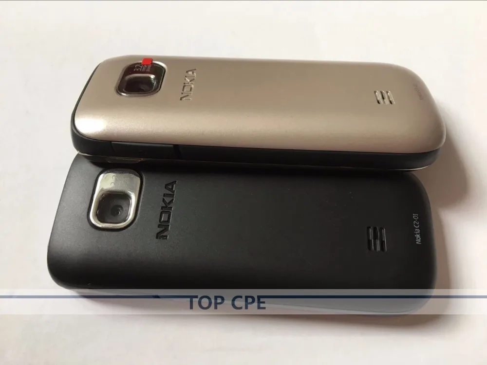 Разблокированный Nokia C2 C2-01 3.2MP 2," английский/русский/Иврит Клавиатура одноядерный черный/золотой 2G 3g мобильный телефон