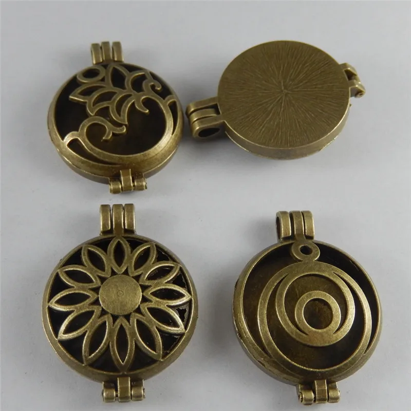 4pcs Antique Bronze Unisex Pendant Necklace Fragrance Essential Oil Diffuser Women Lover Gift 4 Styles Jewelry Accessary|pendant necklace|essential