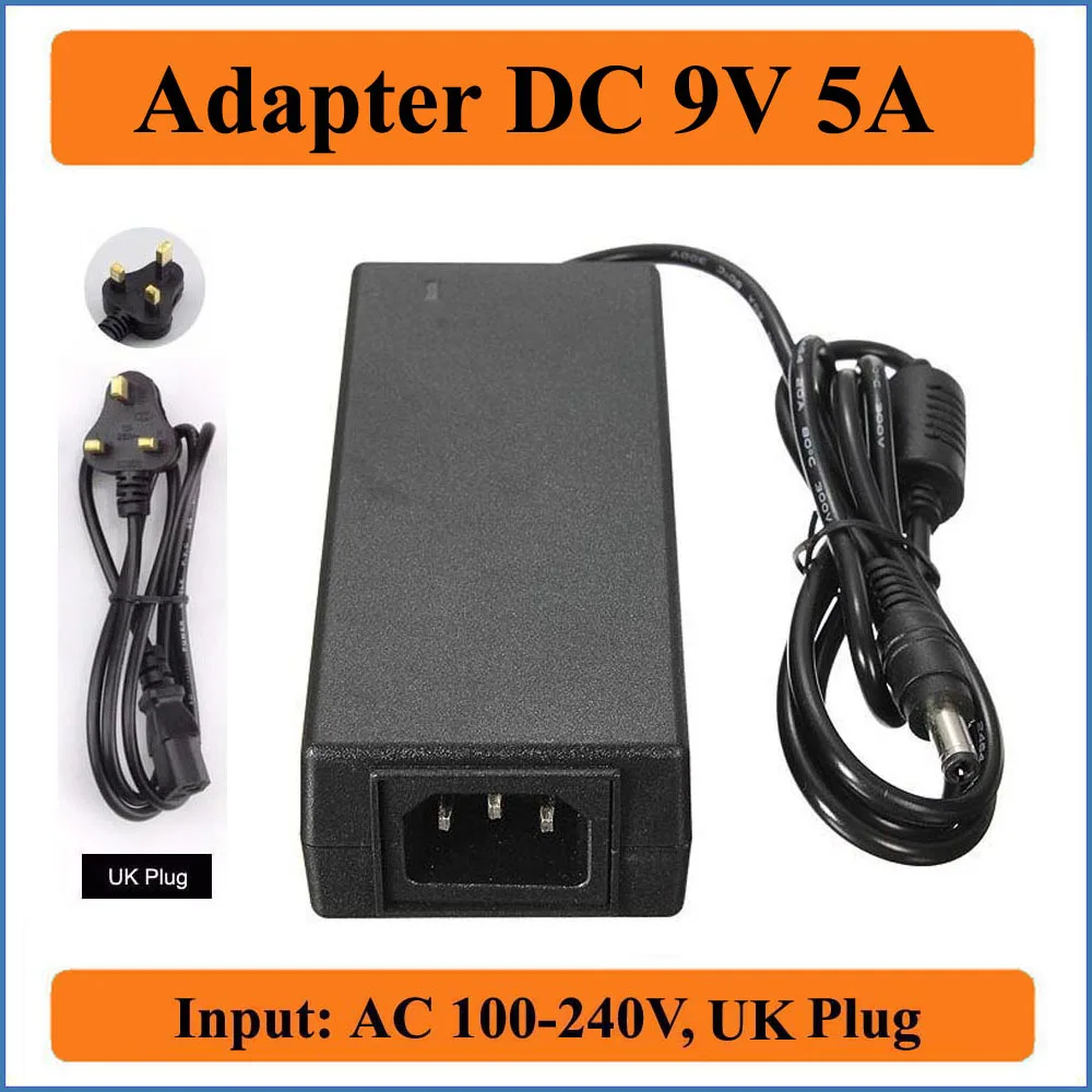9V 5A штепсельная вилка британского стандарта AC DC адаптер Высокое качество AC100V-240V