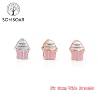 somsoar jewelry sweet cake slide charms fit 8mm wide leather wrap bracelet wristband for child toddlerwomen 10pcslot