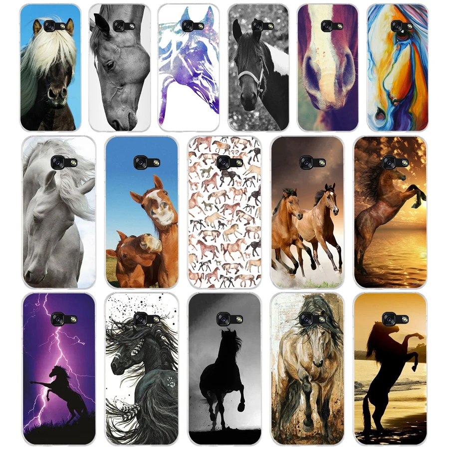62AQ Horse Portrait head Soft Silicone Tpu Cover phone Case for Samsung galaxy a3 a5 2016 2017 a6 A8 2018 | Мобильные телефоны и