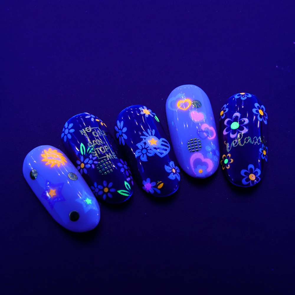 24 шт. флуоресцентные цветные наклейки для ногтей | Красота и здоровье