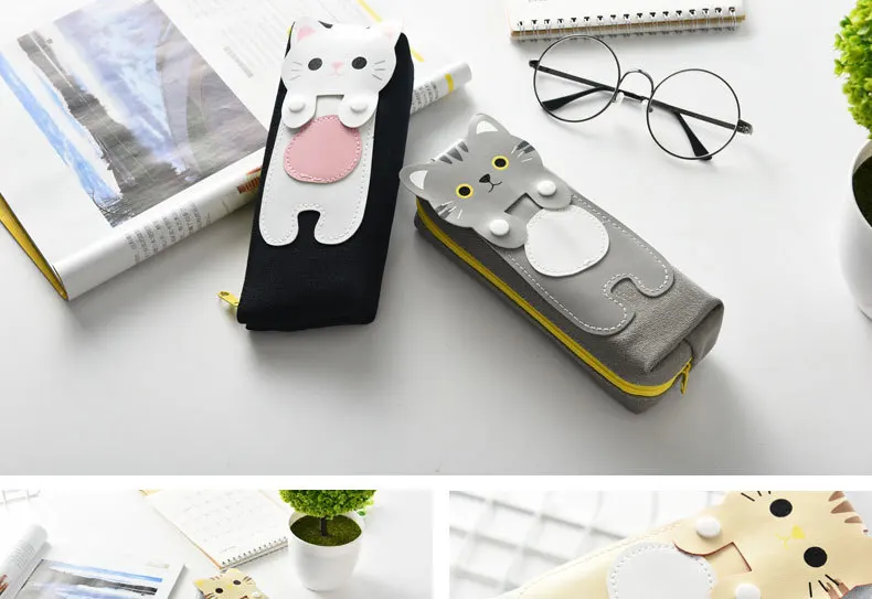Чехол для карандашей Kawaii Cats, чехол для карандашей, треугольник/квадрат, канцелярские принадлежности, школьная поставка карандашей для хранения, Bts, чехол для карандашей, школьные принадлежности