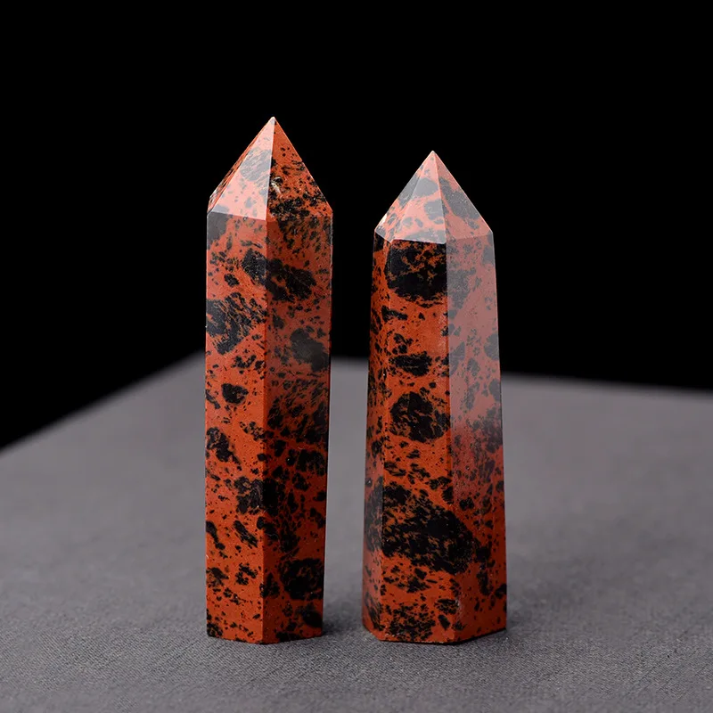 

Natural Mahogany Obsidian Stone Jasper Crystal Wand Point Healing Stones Reiki Crystals Wands Obelisk Carved Point Tower 1pc