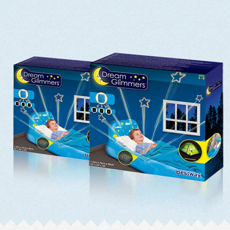 

Children Portable Safety Inflatable Bed with 3 Color Projector Light Air Mattress for Home Use