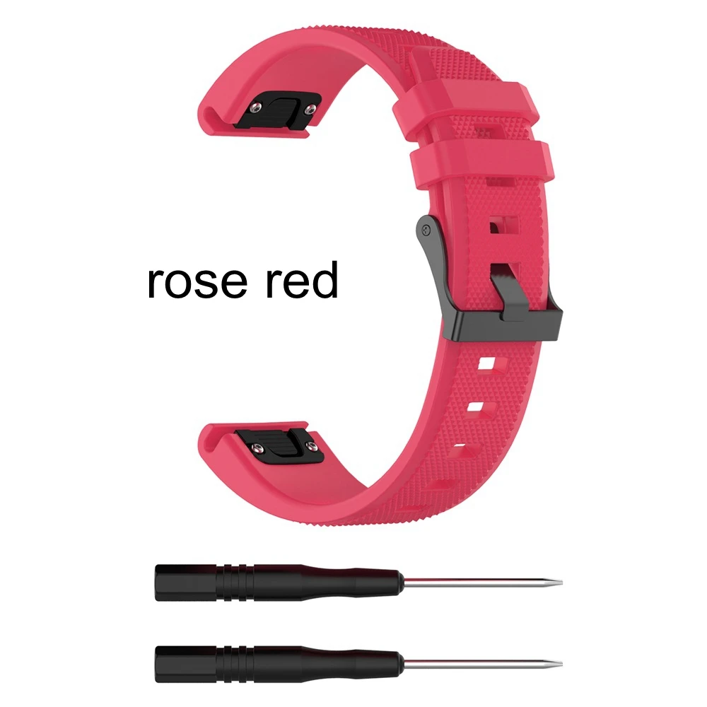 rose red Качественный мягкий резиновый сменный ремешок для часов Quick Release силиконовый 22 мм браслет ремешок для Garmin Fenix 5/Forerunner 935/945 - Цвет: rose red