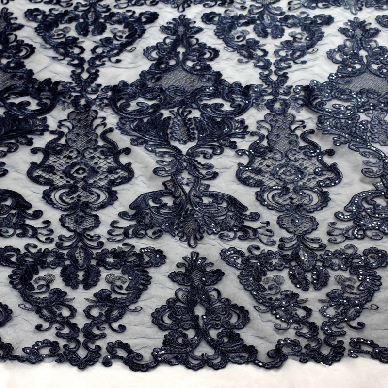 High quality off white/black/gold fashion wedding style sequins cord embroidered wedding/ evinging dress lace fabric by yard | Дом и сад