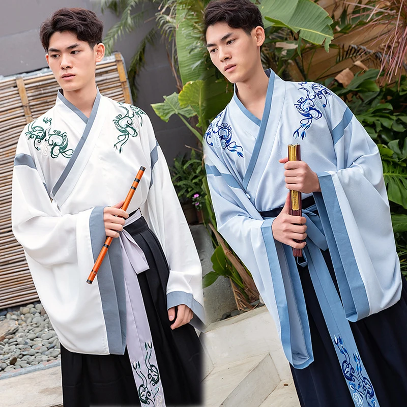 Китайский древний костюм Ханфу мужской традиционный мужской элемент одежды эпохи Тан для выступлений на сцене и танцевальных представлений DN3515.