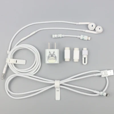 Красный Обновленная версия USB защитный кабель Стикеры для намотки Кабельный органайзер тпу спиральный usb-шнур с зарядным устройством для Iphone для Apple iPhone 7 Plus 8 X - Цвет: Красный