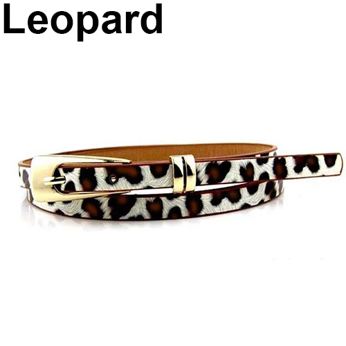 Женский тонкий пояс из искусственной кожи с пряжкой ярких цветов