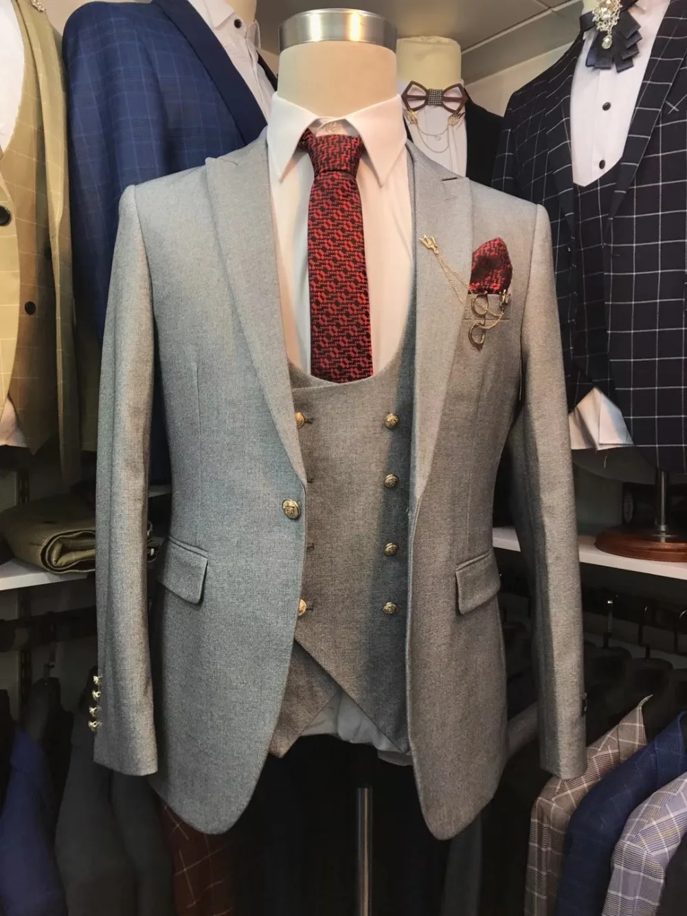 Новые реальные фотографии мужские свадебные костюмы Slim Fit 3 шт смокинг жениха двубортный Лучший мужской костюм в деловом стиле