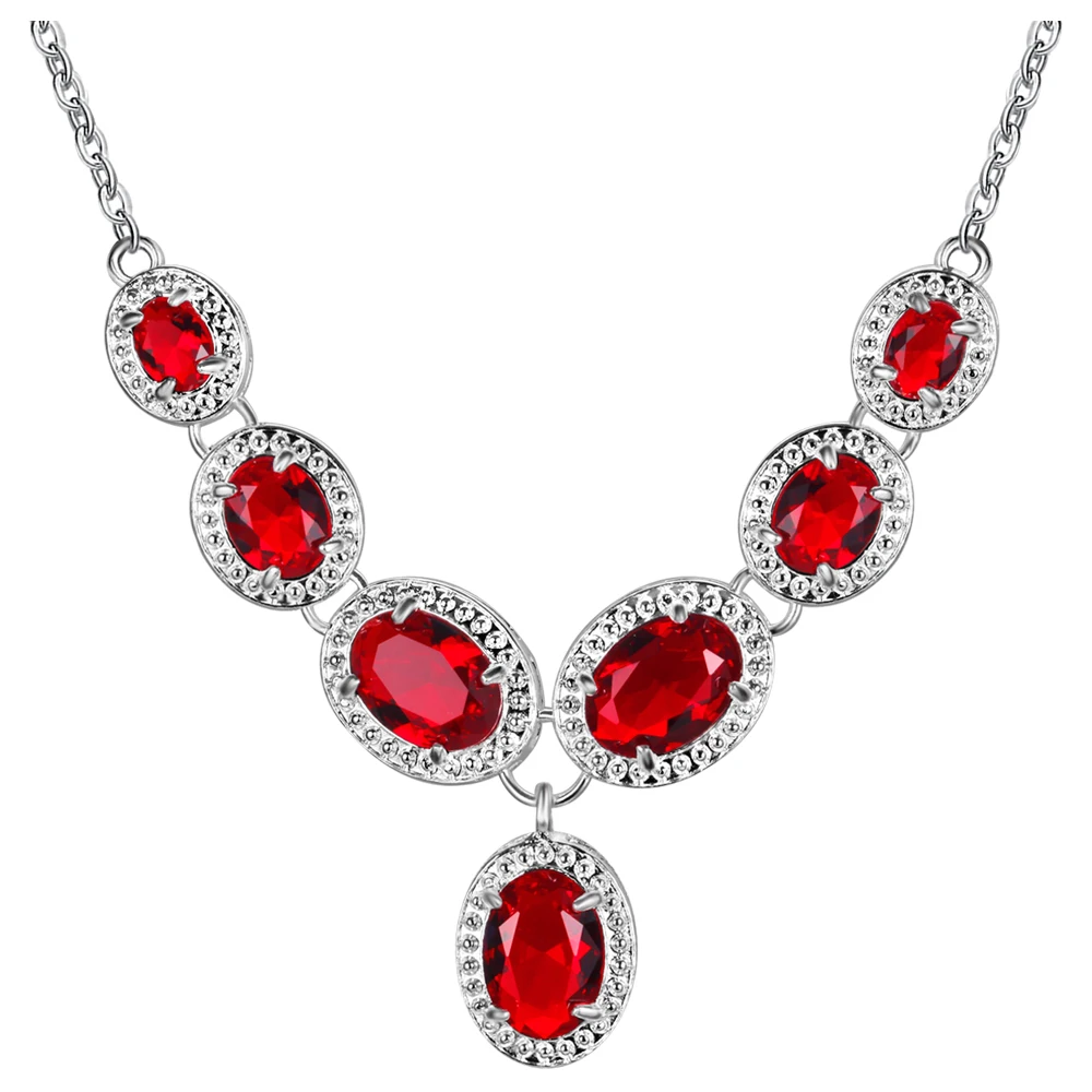 Комплект с серебряным покрытием merek pesona Wanita busana permata safir biru liontin kalung untuk wanita asli murni