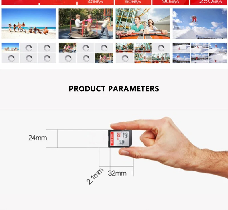 SanDisk SD карта Ultra Max 80 МБ/с./с скорость чтения 64 Гб 128 ГБ 16 ГБ 32 ГБ класс 10 карты памяти UHS-I SDHC/SDXC Для видео камеры